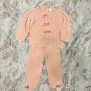 Adorable Pink Knit Sweater & Pants Set – Size 24 Months
